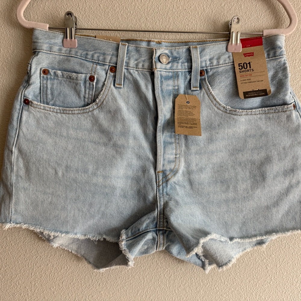 Levi's 501 Light Wash Denim Shorts - Light Blue